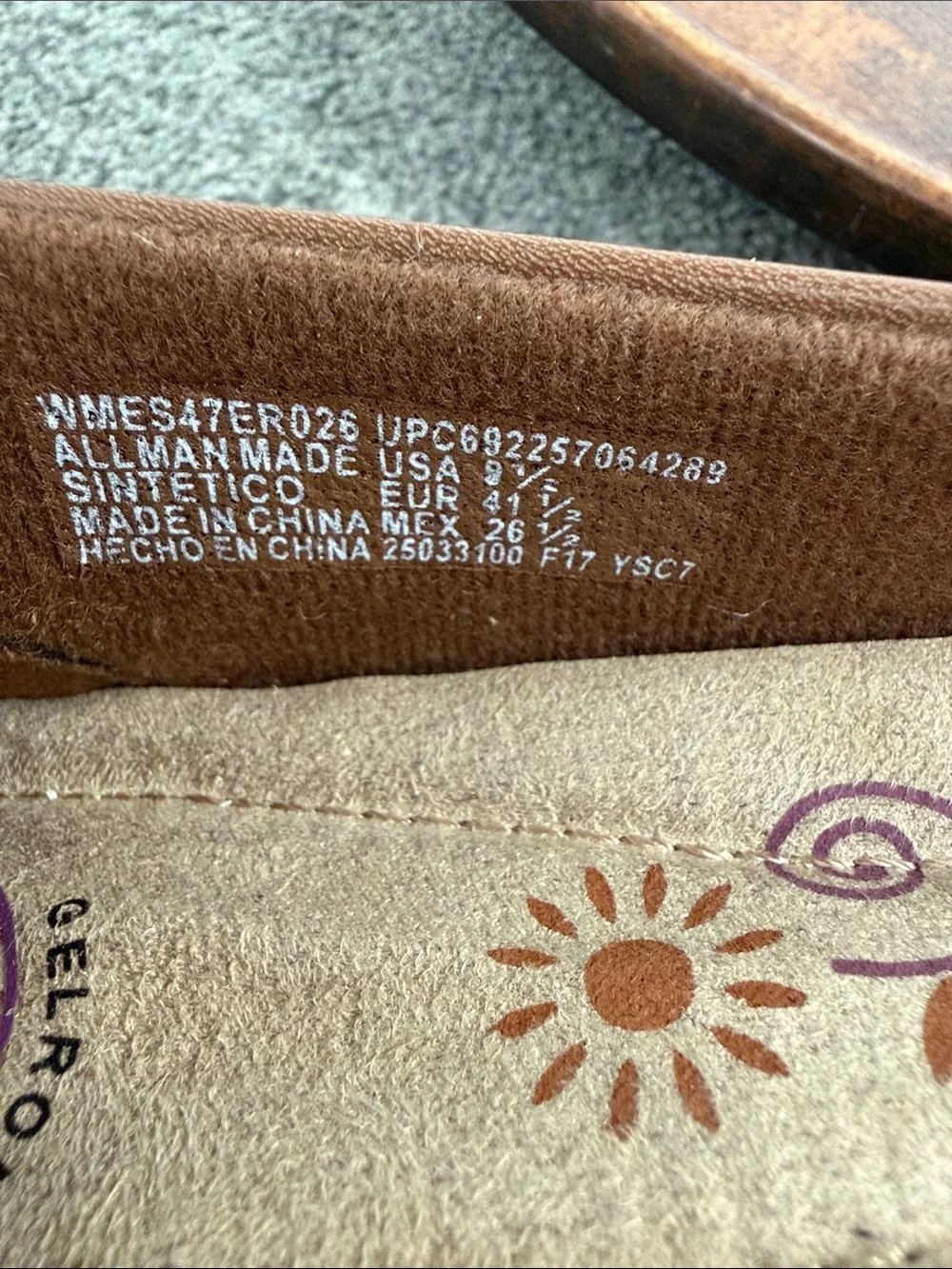 Earth Spirit Shoe Wm 9.5 Brown Faux Leather Slip-On Ballet Flats Gelron Comfort